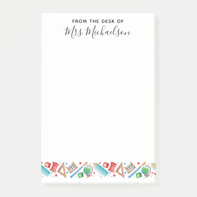 Post-it® Cute Retour à l'école Crayon Globe enseignant (Devant)