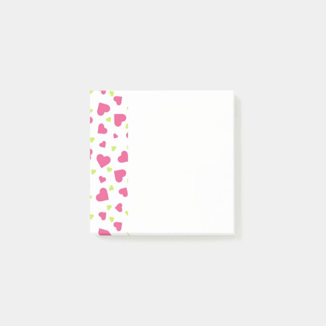 Post-it® Cute rose et vert Tumbling Hearts Motif (Devant)