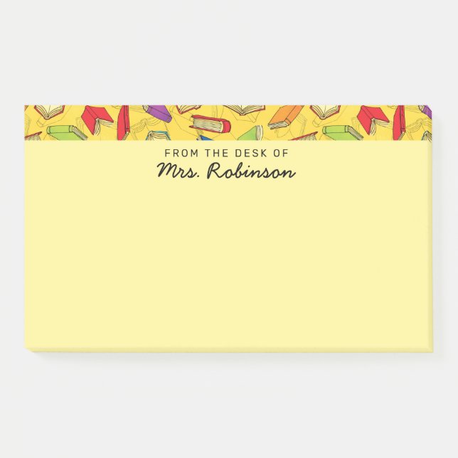 Post-it® Cute School Books Teacher Desk Jaune 10 x 6 (Devant)