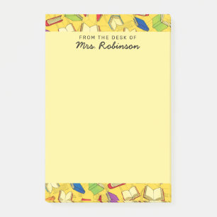 Post-it® Cute School Books Teacher Desk Jaune 4 x 6