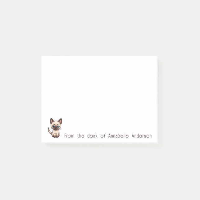 Post-it® Cute Siamese Chat Personnaliser les notes (Devant)