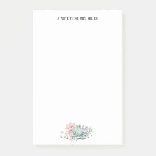Post-it® Cute Succulents Enseignant personnalisé