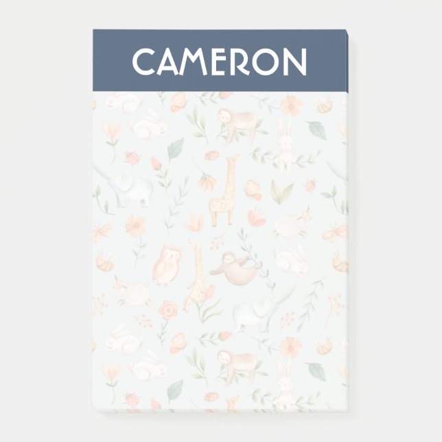 Post-it® Cute Turquoise bébé animal Pastel Motif (Devant)