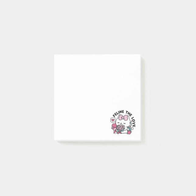 Post-it® Cute Valentine's Cat Design - Feline the Love (Devant)