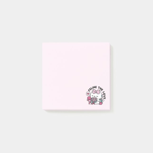 Post-it® Cute Valentine's Cat Design - Feline the Love (Devant)