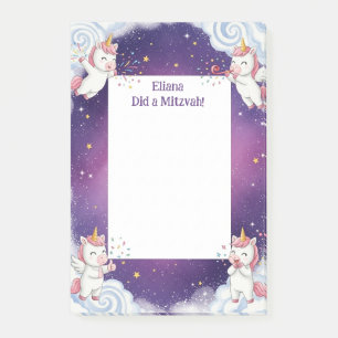 Post-it® Cute Violet Unicorne Personnalisé Mitzvah