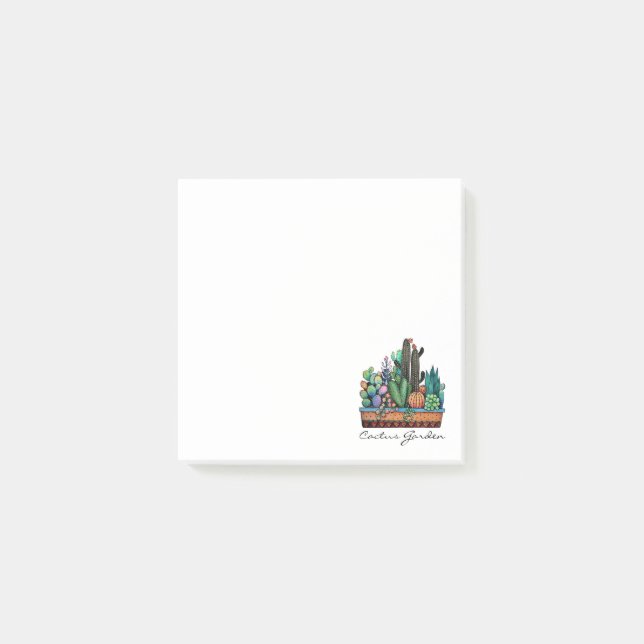 Post-it® Cute Watercolor Cactus Garden (Devant)