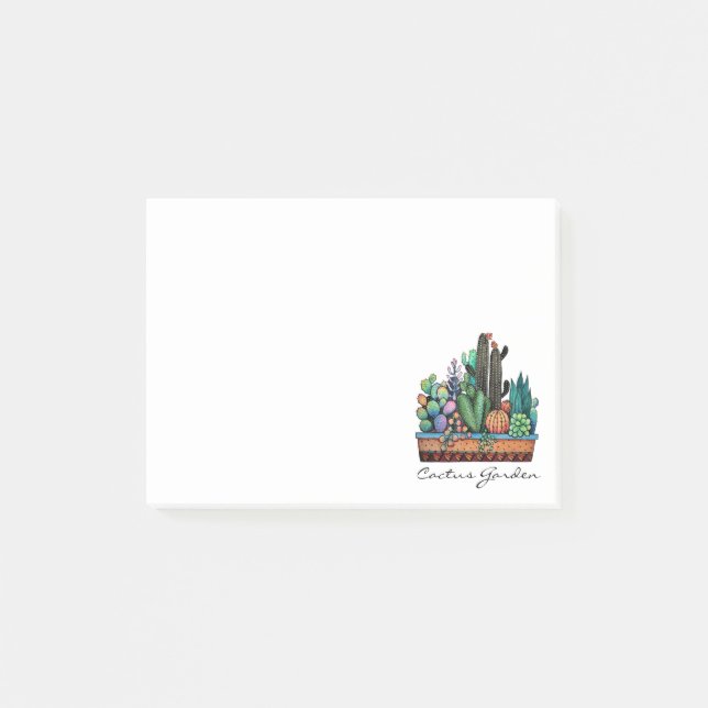 Post-it® Cute Watercolor Cactus Garden (Devant)