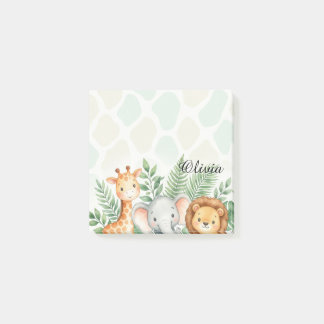 Post-it® Cute Watercolor Safari Animals Personalized Sticky