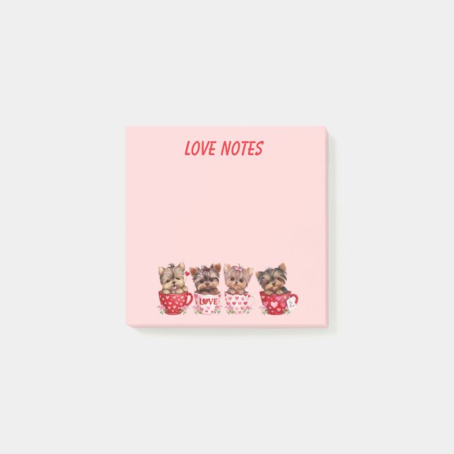 Post-it® Cute Yorkie Teacup Valentine’s Day Notes (Devant)