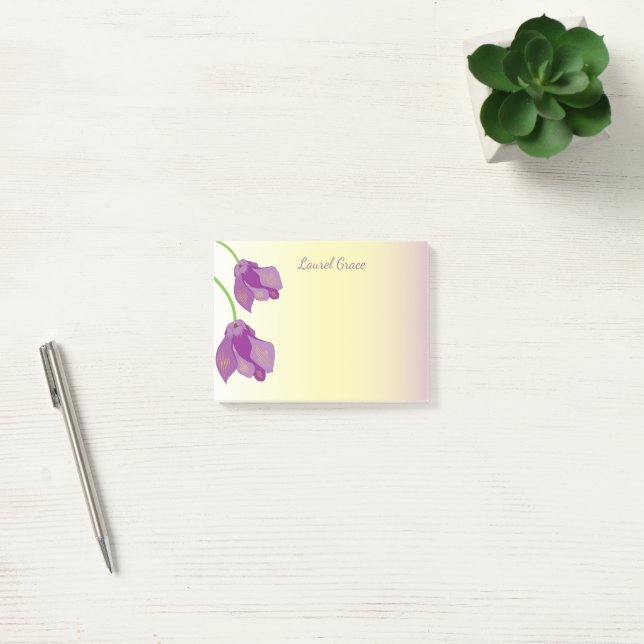 Post-it® Cyclamen violet personnalisé floral (Bureau)