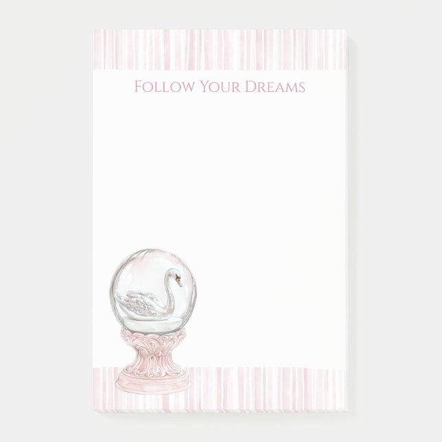 Post-it® Cygne à rayures roses   (Devant)
