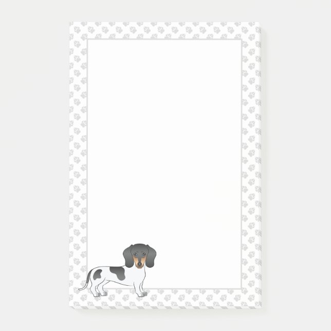 Post-it® Dachshund à poil court piebalde noir et feu & patt (Devant)