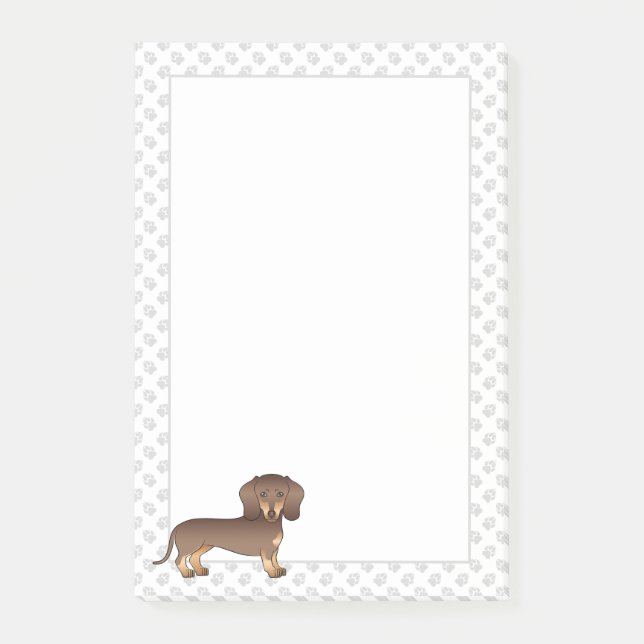 Post-it® Dachshund aux poils courts Chocolat et Tan & Patte (Devant)