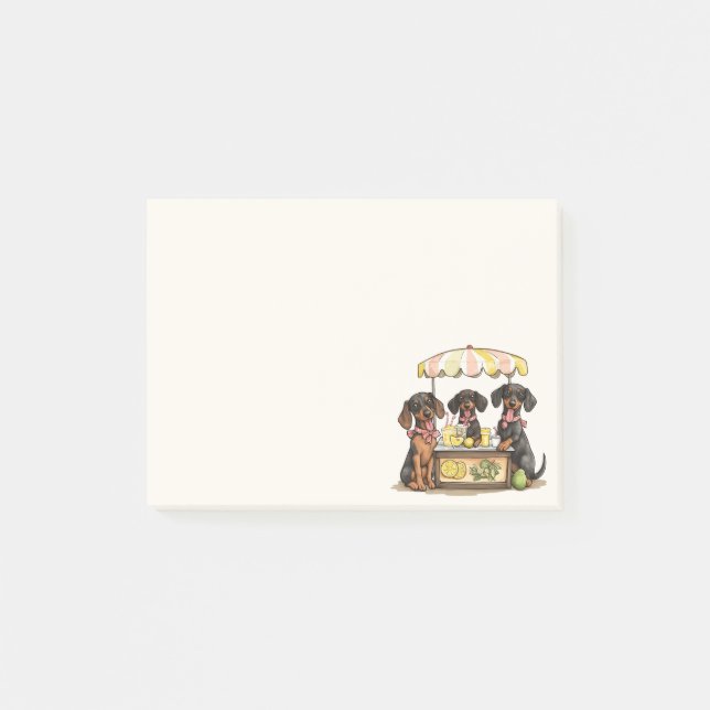 Post-it® Dachshund Chiens Lemonade Stand (Devant)
