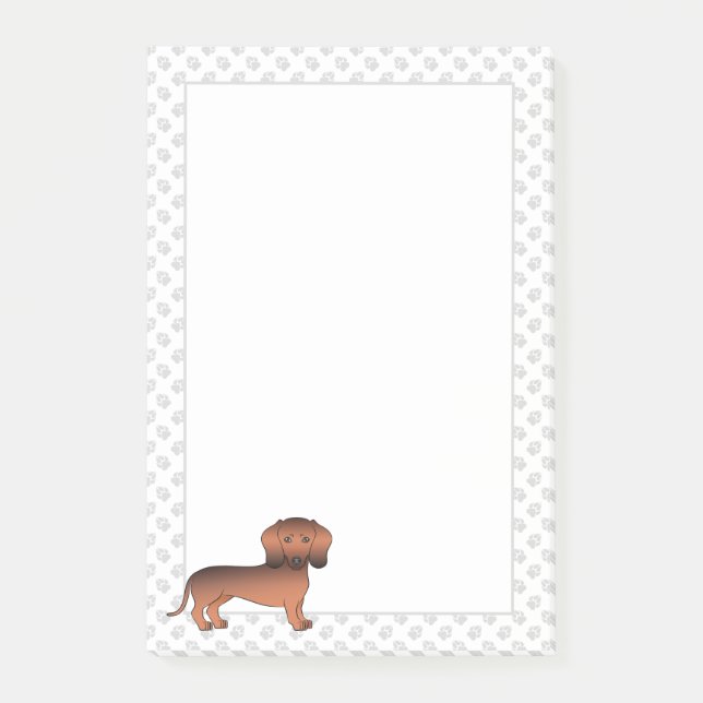 Post-it® Dachshund de dessin animé aux poils courts rouge s (Devant)