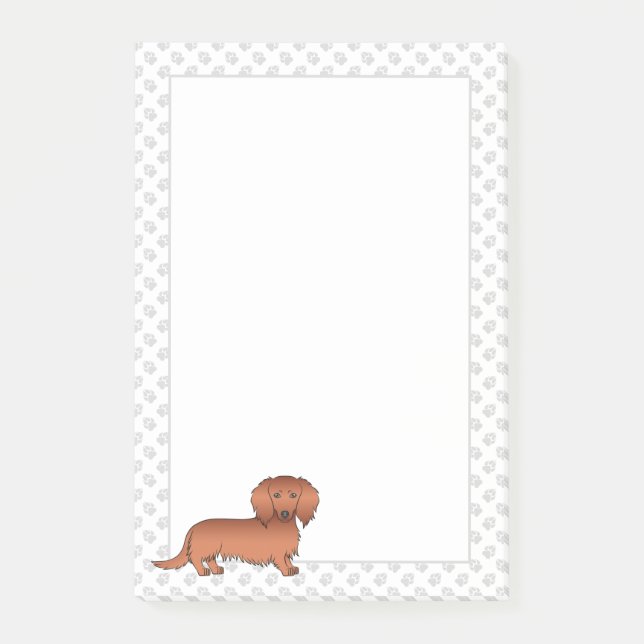 Post-it® Dachshund de dessin animé mignon aux longs cheveux (Devant)