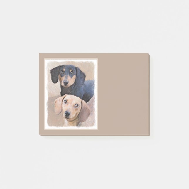Post-it® Dachshund (Smooth) Peinture - Art Chien original (Devant)