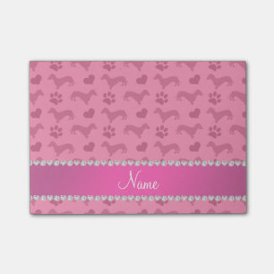 Post-it® Dachshunds roses de nom personnalisé - pattes de c