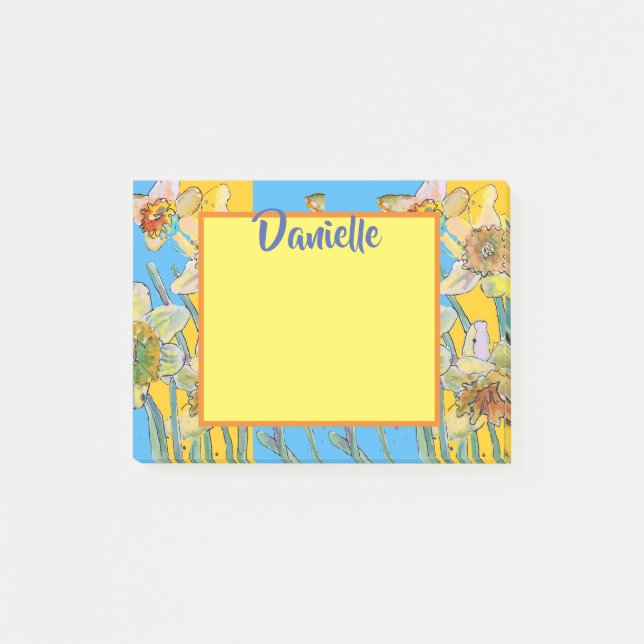 Post-it® Daffodique Aquarelle Art Femmes Nom Post It Notes (Devant)