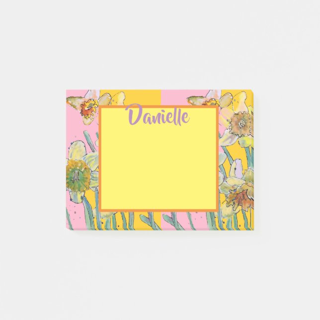 Post-it® Daffodique Aquarelle Art Femmes Nom Post It Notes (Devant)