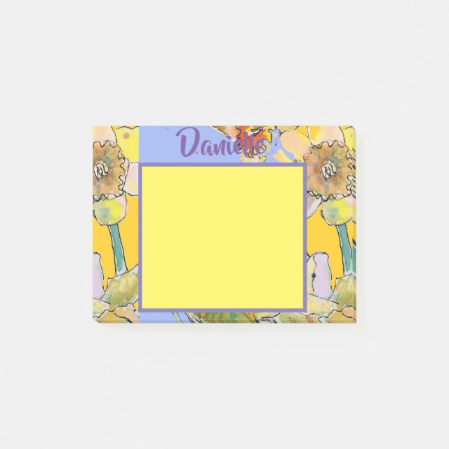 Post-it® Daffodique Aquarelle Art Femmes Nom Post It Notes (Devant)