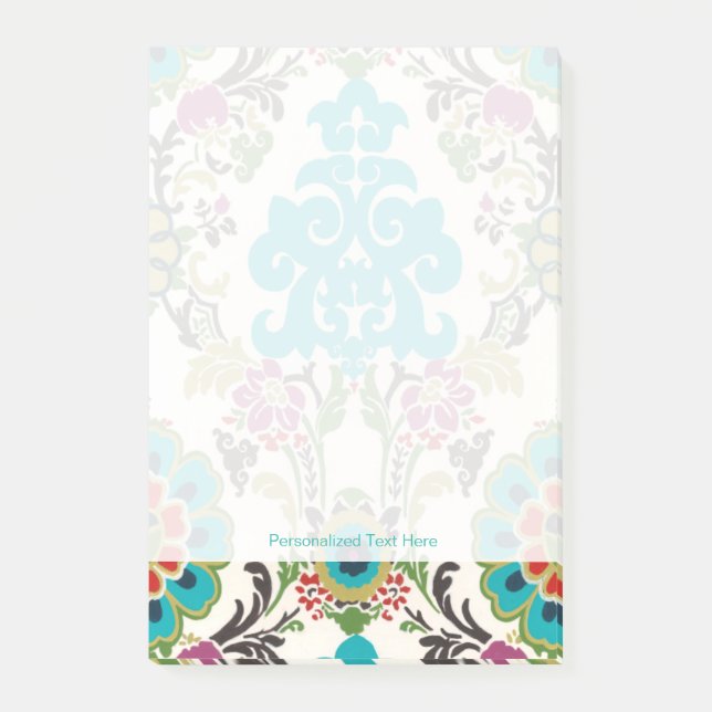 Post-it® Damask Floral Patterns Plum Turquoise (Devant)