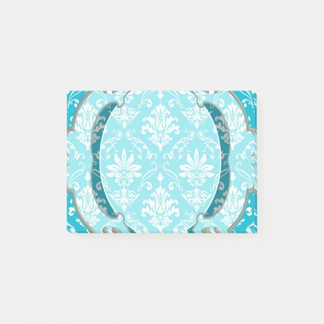 Post-it® Damassé bleue et blanche d'Aqua (Devant)