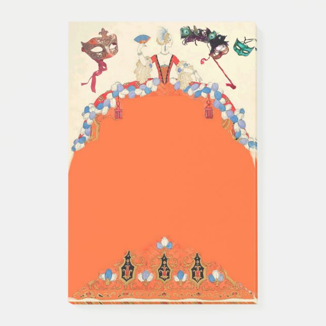 Post-it® DAME EN ORANGE Mardi Gras Masquerade Ball Masques (Devant)