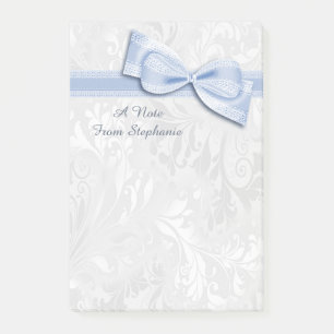 Post-it® Damier blanc et nœud faux bleu