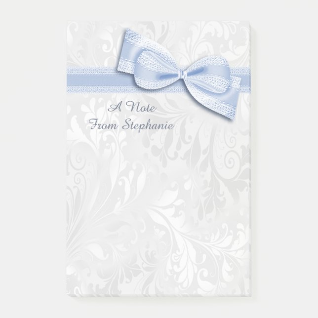 Post-it® Damier blanc et nœud faux bleu (Devant)