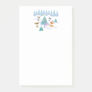 Post-it® Danse Animaux de forêt Noël Aquarelle