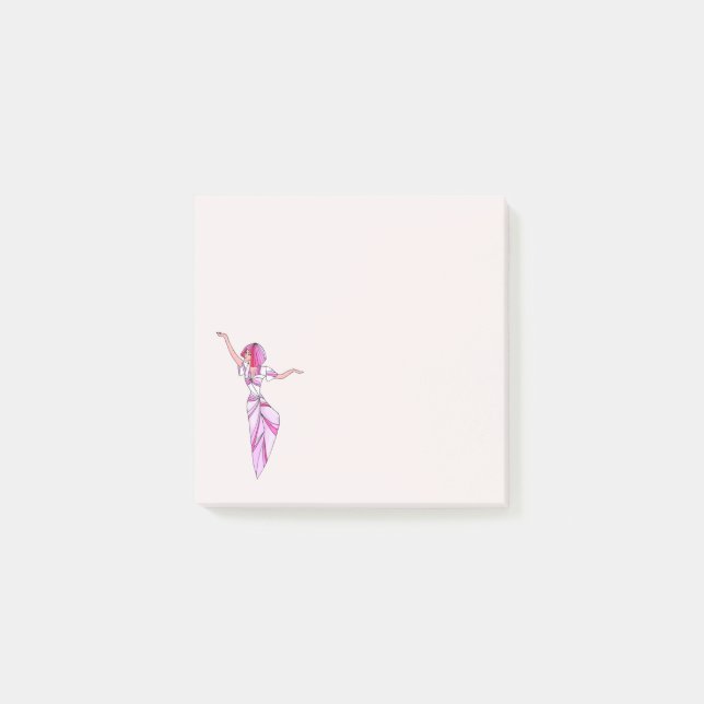 Post-it® Danseur rose funky fille avec cheveux roses (Devant)