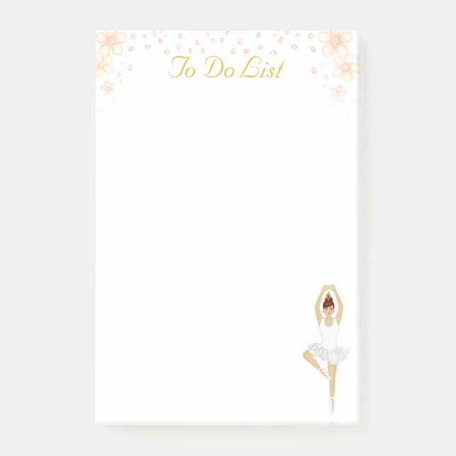 Post-it® Danseuse de ballet mignonne en blanc et fleurs Lis (Devant)