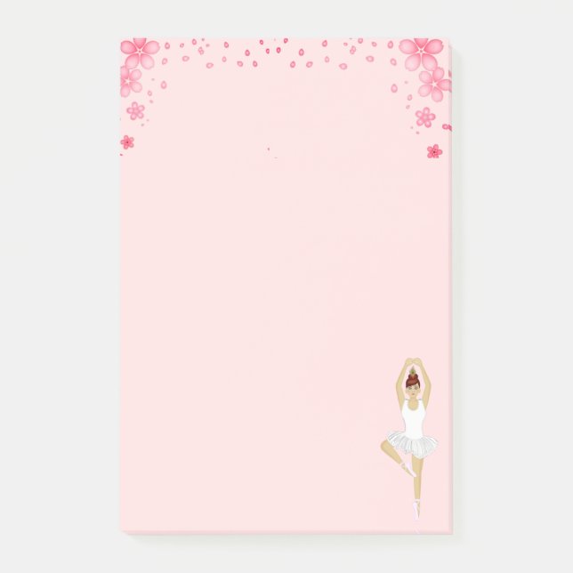 Post-it® Danseuse de ballet mignonne & Fleurs sur rose clai (Devant)
