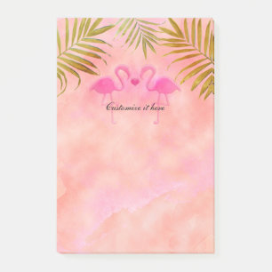 Post-it® D'aquarelle rose de deux post-it tropical Flamants