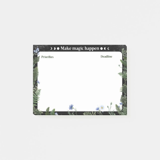 Post-it® Dark Floral Productivity Sticky Note (Devant)