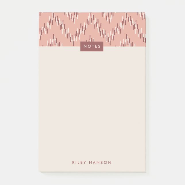 Post-it® Dashing Boho Ikat Zig Zag Motif Post-It - Rouge (Devant)