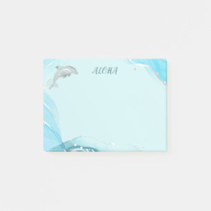 Post-it® Dauphin d'argent Turquoise Encre Côte Aloha Perso