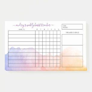 Post-it® Dawn Watercolor Wash Weekly Habit Tracker