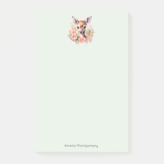 Post-it® De Beaux Cerfs Entourés De Roses (Devant)