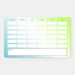 Post-it® Décor Vert bleu moderne Horaire hebdomadaire