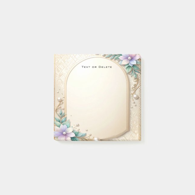Post-it® Decorative Floral Frame with Pearls Post it Notes (Devant)