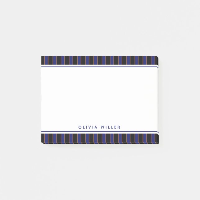 Post-it® Deep Vintage Striped Blue Pattern Custom  (Devant)