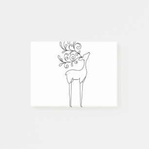 Post-it® Deer Line Art Outline Reindeer