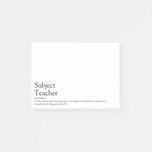 Post-it® Définition du Meilleur Professeur du Monde (Devant)