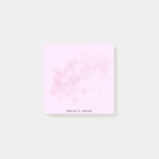 Post-it® dégradé de fleurs rose Nom personnalisé (Devant)