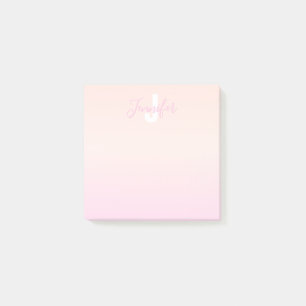 Post-it® Dégradé ombré rose clair et pêche Nom et monogramm