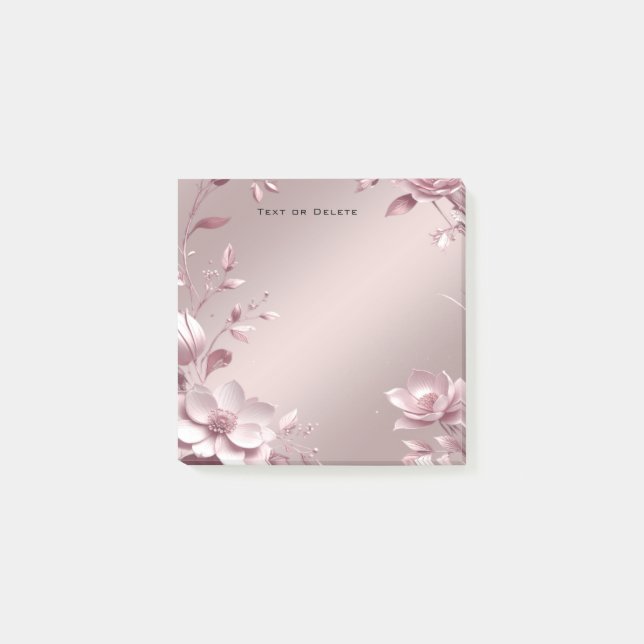 Post-it® Delicate Pink Floral Post it Notes (Devant)