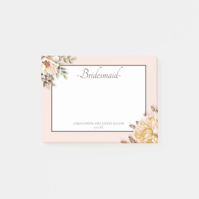 Post-it® Demoiselle d'honneur Fleur rose ivoire Champagne (Devant)